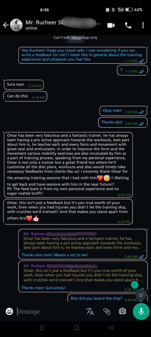 WhatsApp check-in conversation 3
